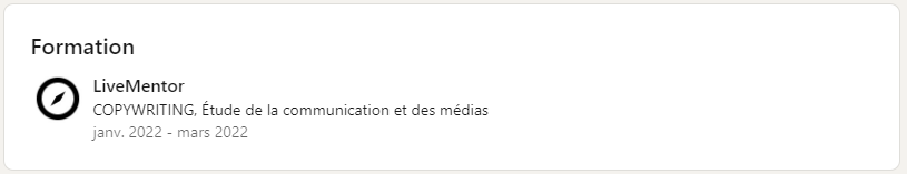Section formation du profil LinkedIn