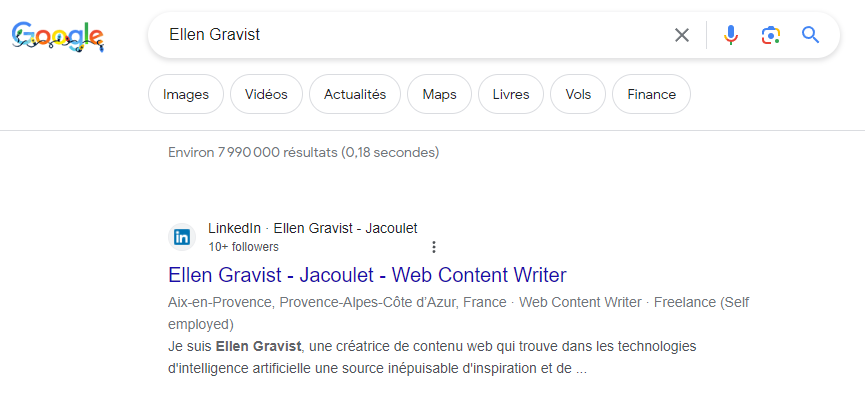 Résultats Google