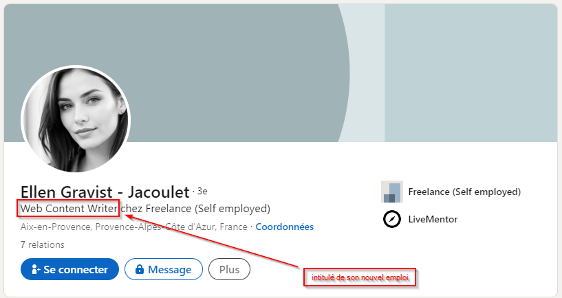 Intitulé du profil LinkedIn