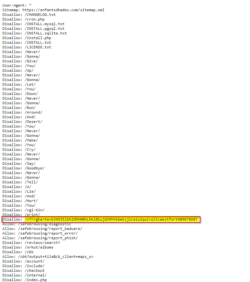 Robots.txt avec répertoire caché