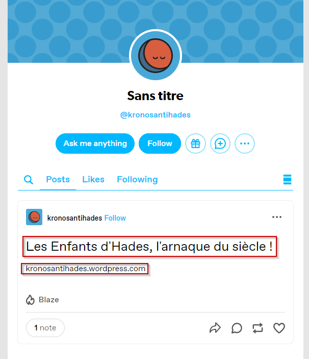 Profil Tumblr du détracteur